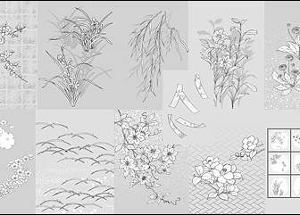 Vektor-Strichzeichnung Von Blumen Löwenzahn Lily