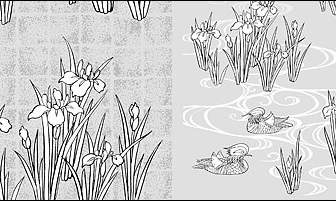 Vektor-Strichzeichnung Von Blumen Rattan Vergoldeten Gitter