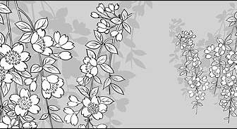 Рисование линии Векторные цветы сакуры
