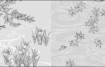 Рисование линии Векторные цветы воды Ирис