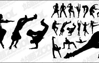 Vector People Silhouette Dance Moves Material