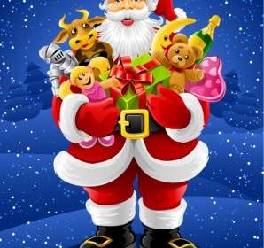 Vector Santa Claus Holding Gifts