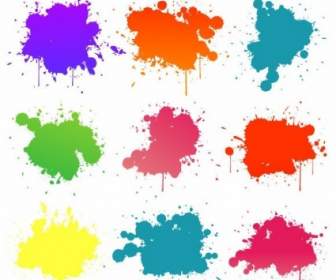 Vector Set Of Colored Blots On The White Background