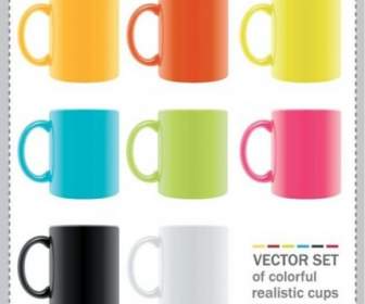 Vector Set Of Colorful Realistic Cups