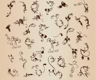 Vector Set Of Floral Ornament Pattern