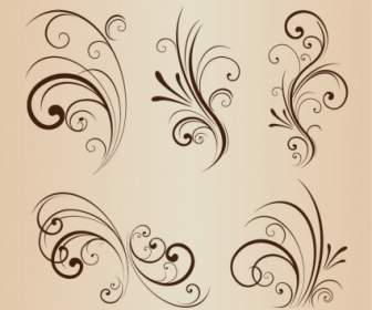 Vector Set Of Swirling Flourishes Decorative Floral Elements