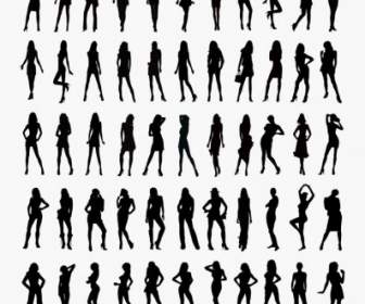 Vector Set Of Woman Silhouettes