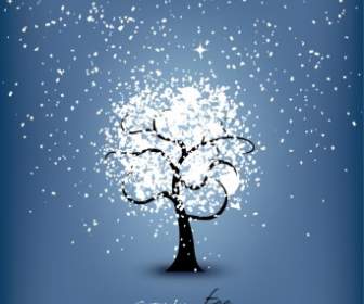Vector Snowflake Snowing Tree Lines