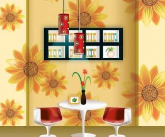 スタイリッシュな壁紙のシャンデリアの家の装飾をベクトルします。