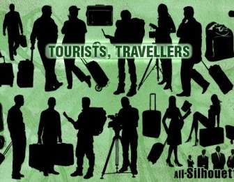Vettore Turisti Viaggiatori Sagome