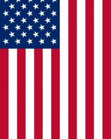 垂直方向のアメリカ合衆国の国旗をクリップアートします。