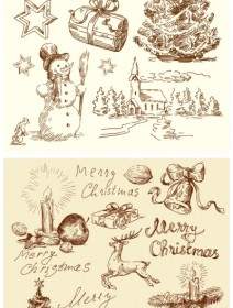 Vintage Natal Ilustrasi Vektor