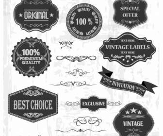 Vintage Etiketten Und Ornamente