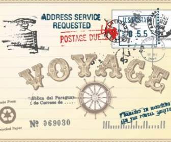 Vintage Kartu Pos Dan Perangko Vektor