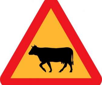Warning Cows Roadsign Clip Art