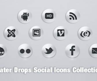 Water Drop Social Icons Psd