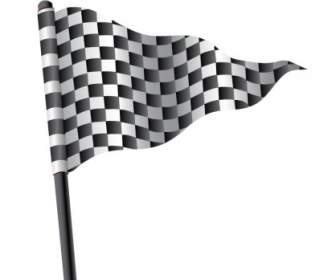 Waving Triangular Checkered Flag