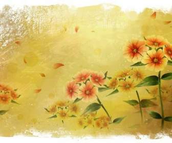 Wind And Rain Flowers Background Psd Layered
