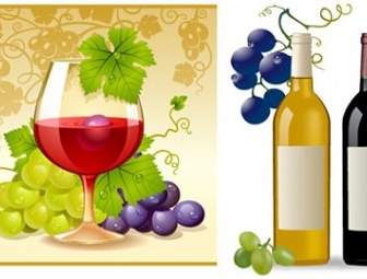 葡萄酒和葡萄向量
