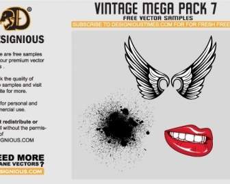Wings Lips And Pattern Vector Samples