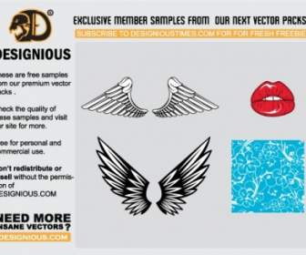 Wings Lips And Pattern Vector Samples