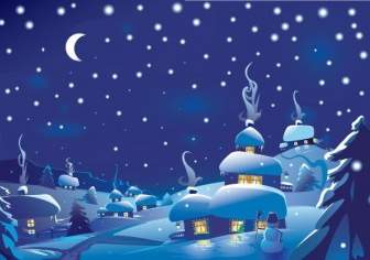 Winter Christmas Scene Vector Illustration