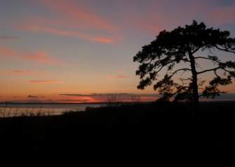 冬日夕阳的巴拉顿湖