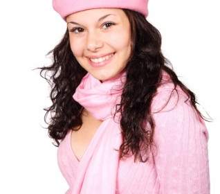 Winter Woman In Pink