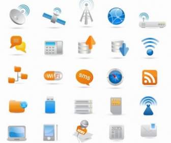 Conjunto De Iconos De Wireless Y Comunicación