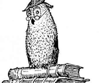 Wise Owl On Books Clip Art
