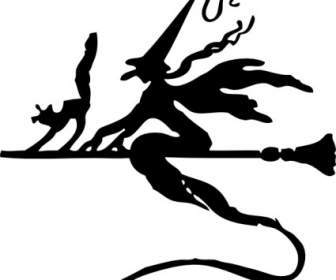 Witch On A Broom Stick Clip Art