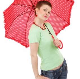 Parapluie Rouge Et De La Femme