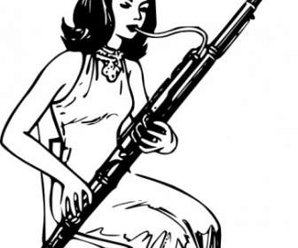 Wanita Bermain Bassoon Clip Art