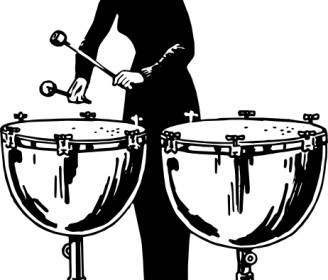 Woman Playing Kettledrums Clip Art