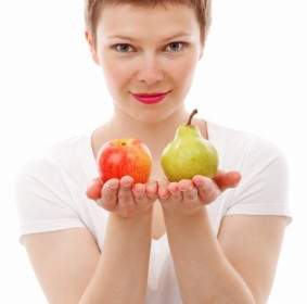 Woman With Apple And Pear