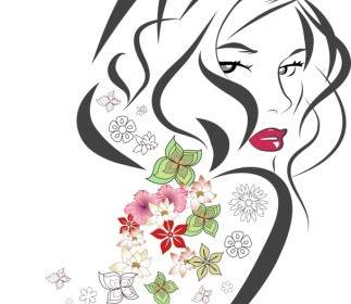 Woman With Flowers Vector