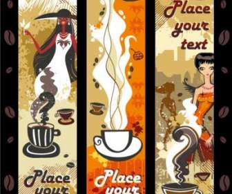 Le Donne E Il Vettore Di Tema Caffè