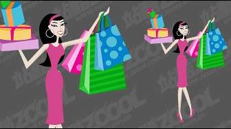 Femmes Shopping Vecteur Matériel