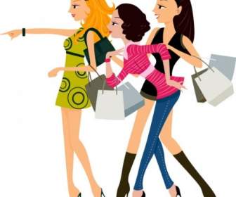 Femmes Shopping De La Mode Vecteur