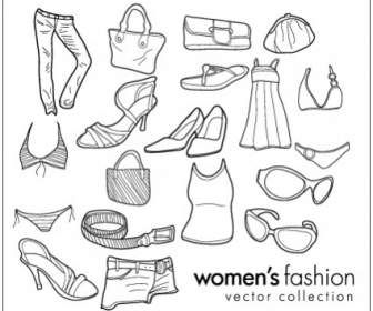 Women Wear Clothing Line Drawing Vector Goods