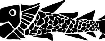 木版画魚のクリップアート