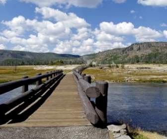 Kayu Jembatan Sungai Yellowstone Wyoming