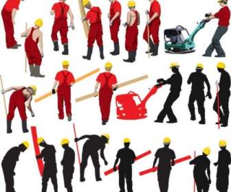 Workers With The Silhouette Image Vector