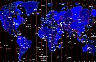 Peta Zona Waktu Dunia Mengidentifikasi Vektor