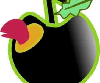 Worm And Black Apple Clip Art