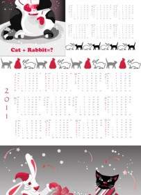 兔日曆範本向量的一年
