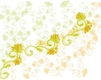 ดอกไม้สีเหลือง และเขียวเวกเตอร์พื้นหลังอะโดบีอิลลัสเตรเตอร์ดอกไม้ออกแบบ
