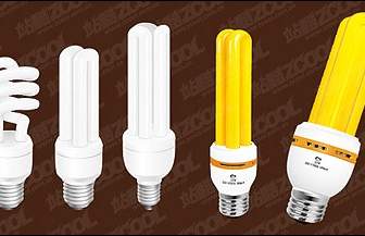 Kuning Dan Putih Vektor Lampu Hemat Energi
