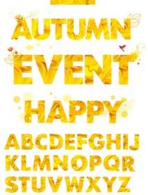 Yellow Autumn Clip Art Letters