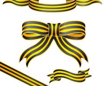 黃色條紋和絲帶向量